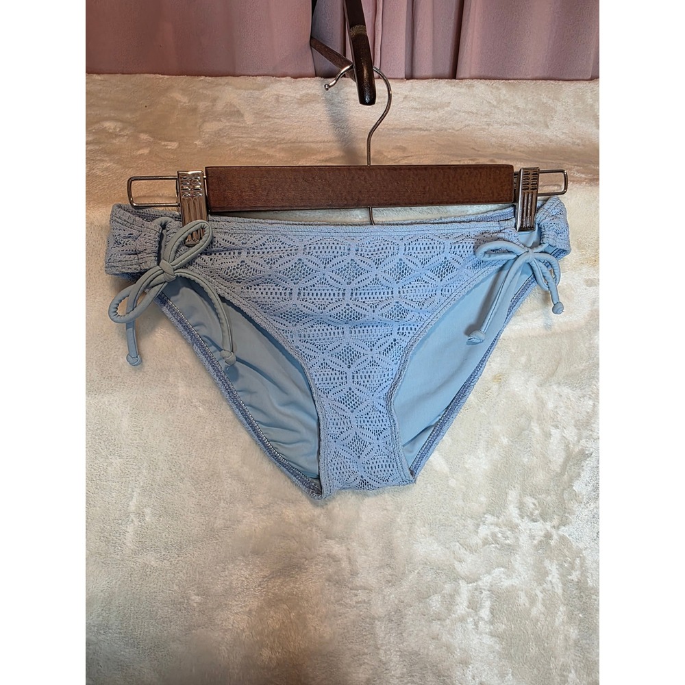 Red Camel Light Blue Crochet Side Tie Bikini Bottom Womens Swimwear Low Rise